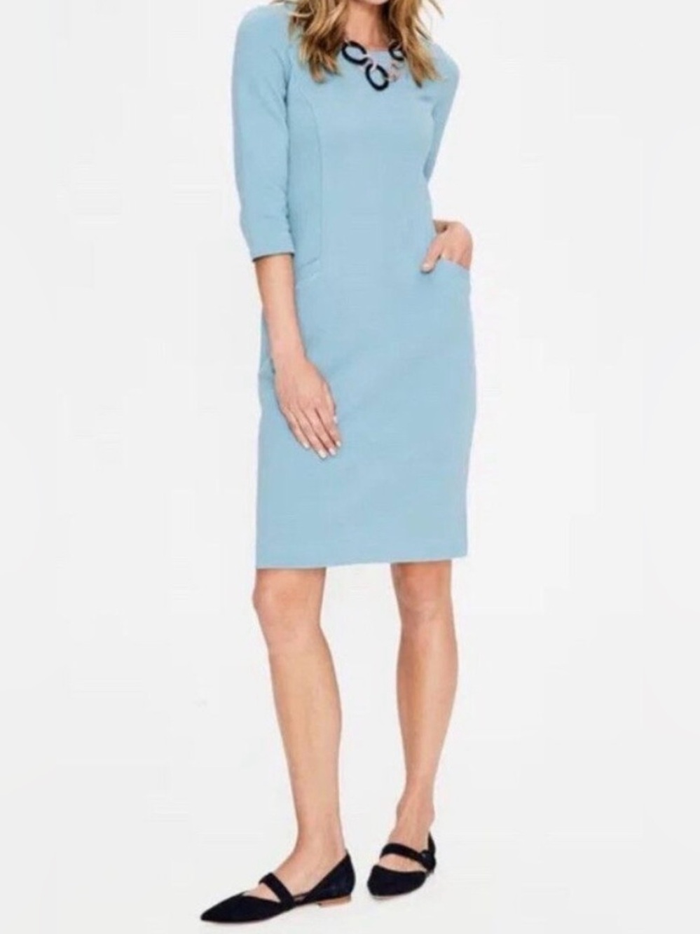 Boden Jasmine Ottoman Shift Dress Classic Light Blue Sheath Dress Size 20
